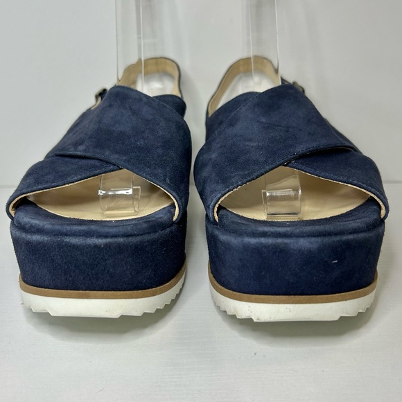 Cordani Kaylee Slingback Wedge Platform Navy Suede Criss Cross Strap Sz 41 EU - Picture 6 of 15
